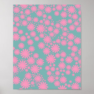 Poster Daisy Garden 06 Mint E Pink