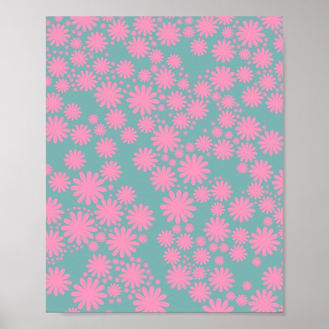 Poster Daisy Garden 06 Mint E Pink (Frente)