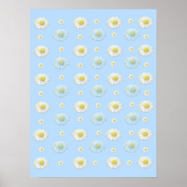 Poster Daisy Pattern sobre fundo azul claro
