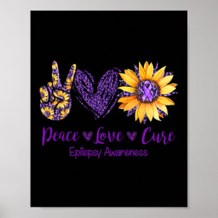 Poster Daisy Peace Love Cure Epilepsy Awarse Purple Ri