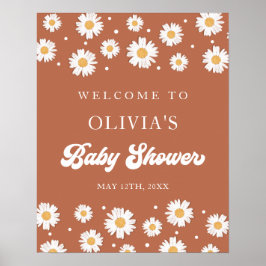 Poster Daisy Retro Baby Gender Neutral Chá Welcome
