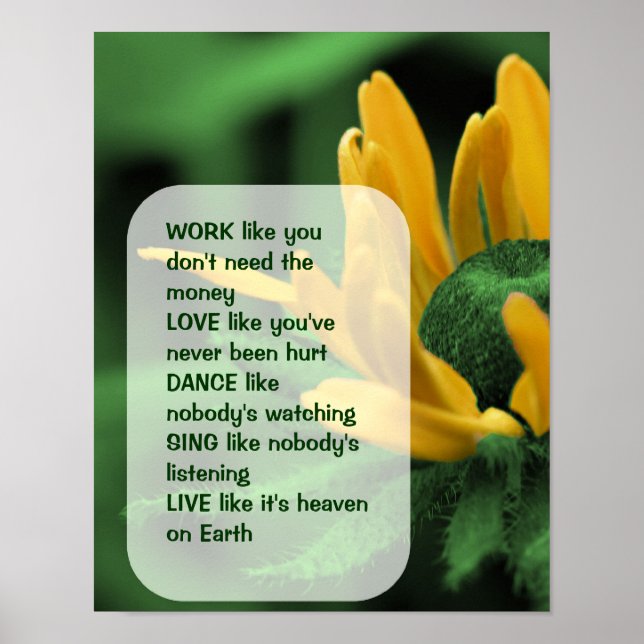 Poster Daisy Work Love Dance Inspirational Cote (Frente)