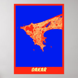 Poster Dakar - Mapa da Cidade Retroativa do Senegal