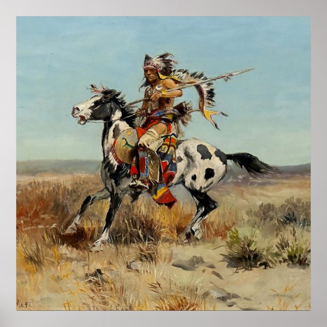 Poster "Dakota Chief" por Charles M Russell (Frente)