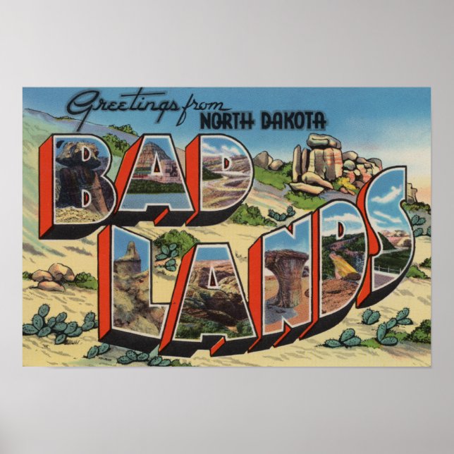Poster Dakota do Norte - Badlands - Cenas em Larga Letra (Frente)