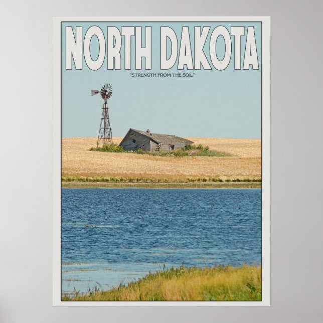 Poster Dakota do Norte - Old Farmstead - Branco (Frente)