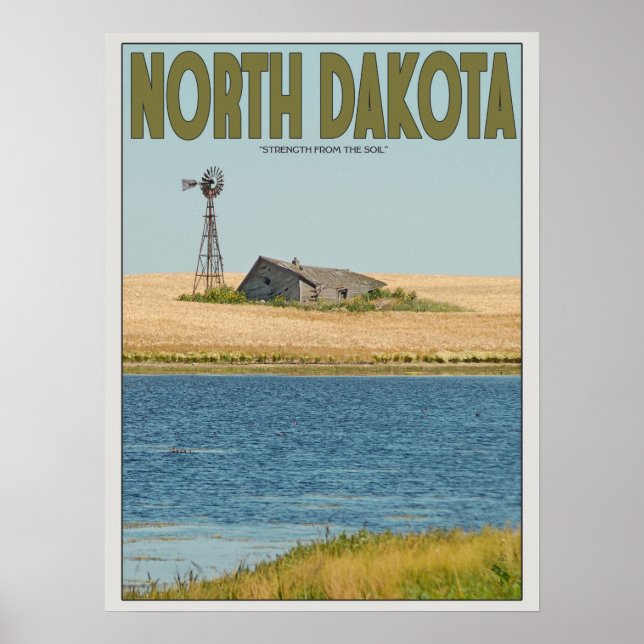 Poster Dakota do Norte - Old Farmstead - Verde (Frente)