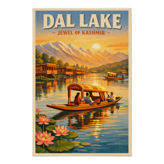 Póster Dal Lake, Srinagar, India, in a classic (Frente)