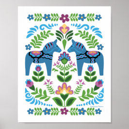 Poster Dala Horses Blue