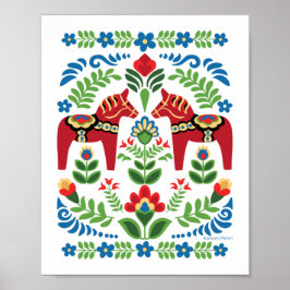 Poster Dala Horses Red