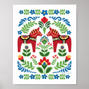 Poster Dala Horses Red