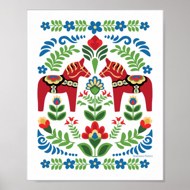 Poster Dala Horses Red (Frente)