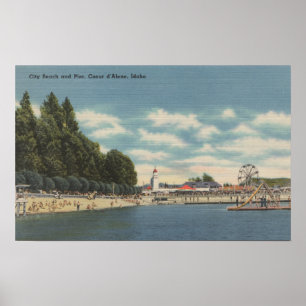 Poster d'Alene de Coeur, identificação - vista da praia