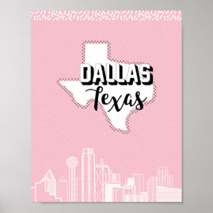Póster Dallas bonito no rosa