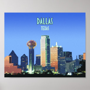 Poster Dallas Centro Texas Vintage