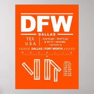 Poster Dallas Fort Worth Aeroporto Internacional DFW