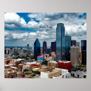 Poster Dallas, fotografia de paisagem urbana do Texas