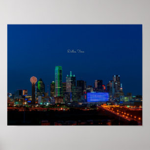 Poster Dallas, fotografia de paisagem urbana do Texas,