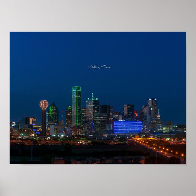 Poster Dallas, fotografia de paisagem urbana do Texas, (Frente)