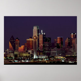 Póster Dallas Skyline à Noite