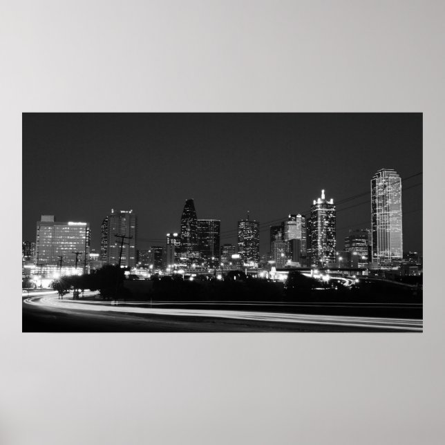 Póster dallas skyline à noite (Frente)