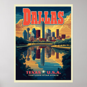 Poster Dallas Skyline Retro Viagem