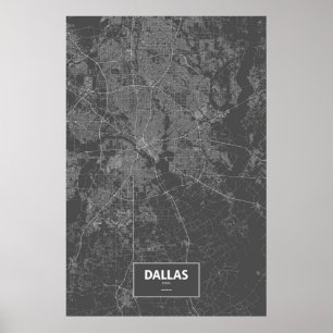 Poster Dallas, Texas (branco no preto)