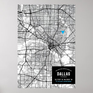 Poster Dallas, Texas City Map + Marque sua localização