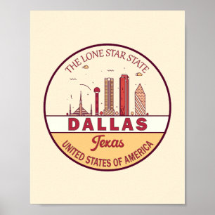 Poster Dallas Texas City Skyline Emblem