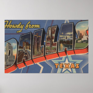 Poster Dallas, Texas - Howdy From - Large Letter Scenes