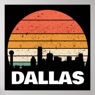 POSTER DALLAS TEXAS VINTAGEM SUNSET