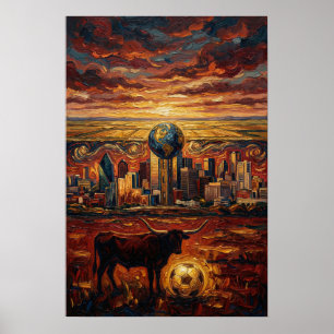 Poster Dallas World Stage Copa do Mundo 2026 Futebol Arte