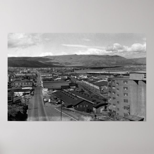 Poster Dalles, Oregon Town View Olhando para o Oeste em s (Frente)