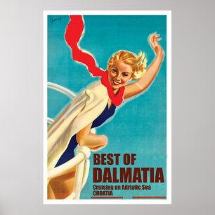 Poster Dalmácia, Croácia, garota em um iate