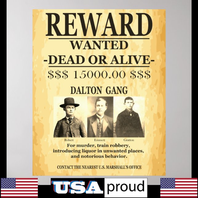 Poster Dalton Gang Reward Oferecido (Criador carregado)