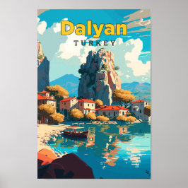 Poster Dalyan Turkey Viagem Art Vintage