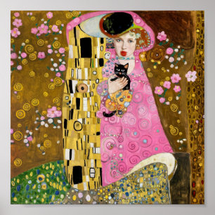 Poster Dama de Bala de Goma Rosa com Arte de Gato de Gust