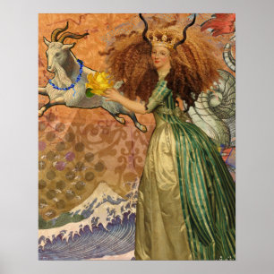 Póster Dama do Renascimento Capricórnio Fantasia Vintage
