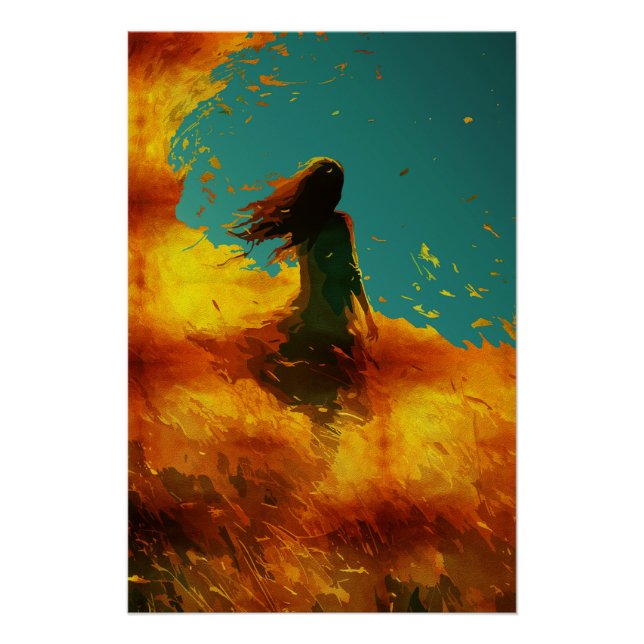 Póster Dama Etérea em um Campo Dourado (Frente)