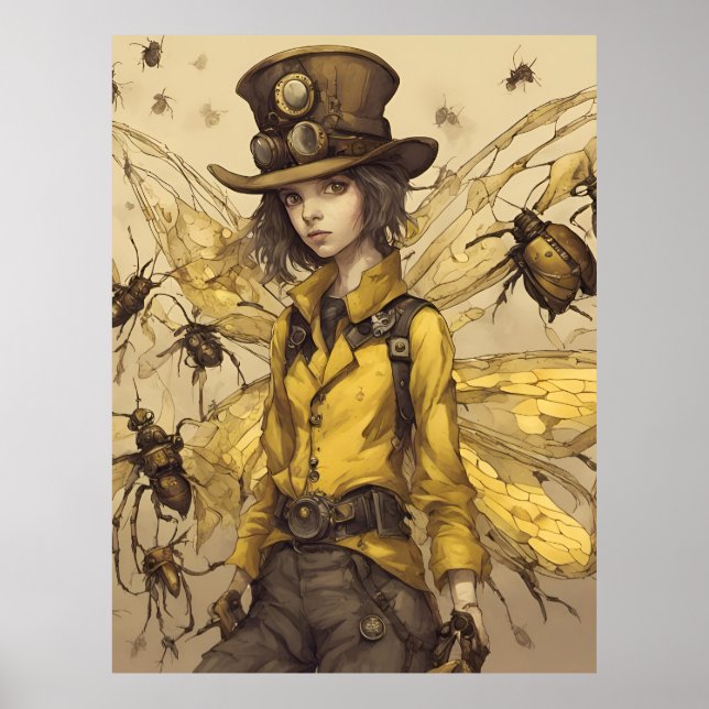 Poster Dama Inseto Steampunk (Frente)