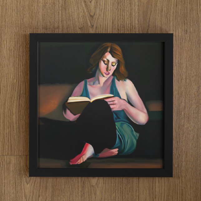 Poster Dama lendo um livro relaxando (Criador carregado)