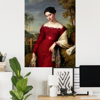 Poster Dama Vintage Linda de Vermelho