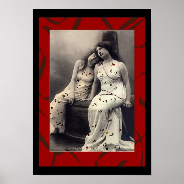 Poster Damas com cabelos longos imagem vitoriana (Frente)