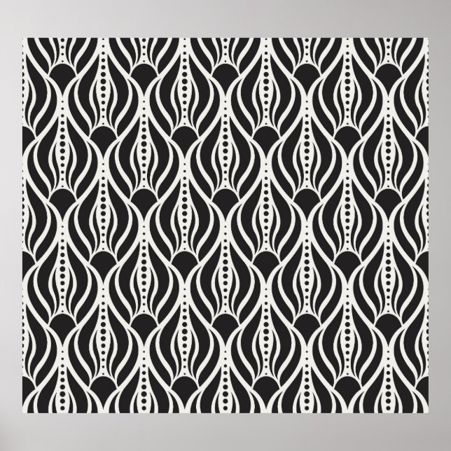 Poster Damasco floral elegante, art nouveau sem soldadura (Frente)