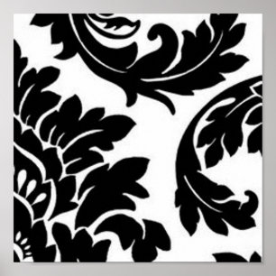 Poster Damasco preto & branco