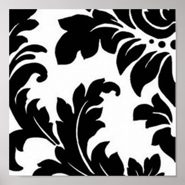 Póster Damasco Preto e Branco (Frente)