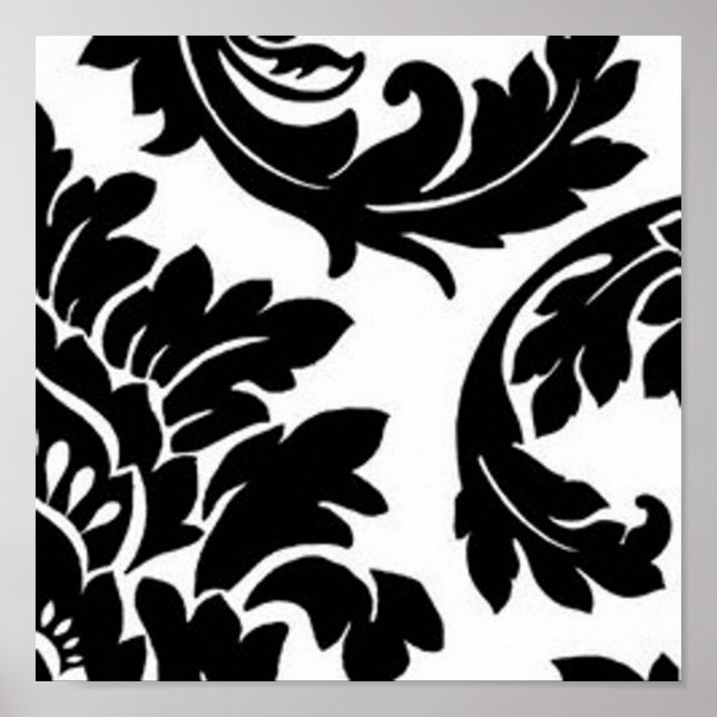 Poster Damasco Preto e Branco (Frente)