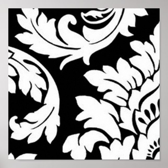 Póster Damasco Preto e Branco (Frente)