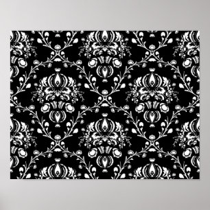 Poster Damasco preto e branco