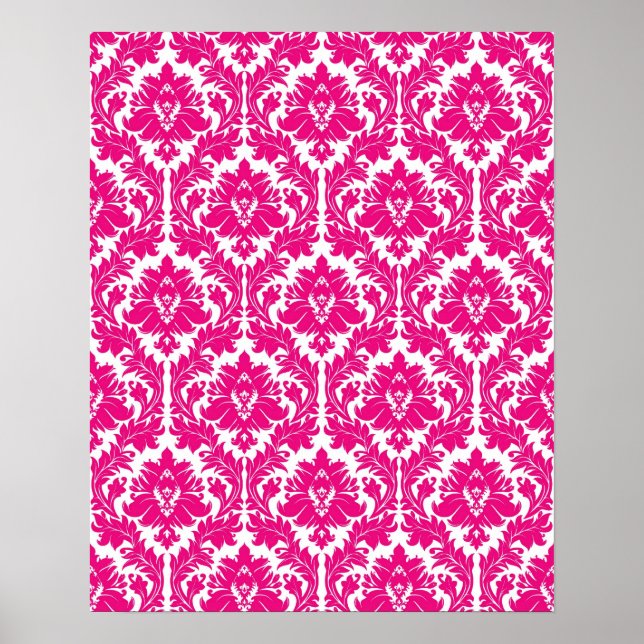 Póster Damasco Rosa Quente (Frente)